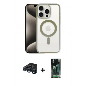 MARSİLYAN™- iPhone 15 Pro Max Kılıf Siluet Çizgi Serisi - Şeffaf 360 Full Body Arka Koruyucu + Raze Metal Kamera Lens - LT