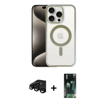 MARSİLYAN™- iPhone 15 Pro Max Kılıf Siluet Çizgi Serisi - Şeffaf 360 Full Body Arka Koruyucu + Raze Metal Kamera Lens - SH
