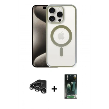 MARSİLYAN™- iPhone 15 Pro Max Kılıf Siluet Çizgi Serisi - Şeffaf 360 Full Body Arka Koruyucu + Raze Metal Kamera Lens - GS
