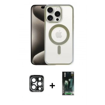 MARSİLYAN™- iPhone 15 Pro Max Kılıf Siluet Çizgi Serisi - Siyah 360 Mat Full Body Arka Koruyucu + PVD Metal Kamera Lens - LT