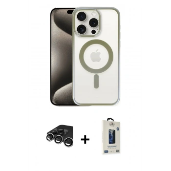 MARSİLYAN™- iPhone 15 Pro Max Kılıf Siluet Çizgi Serisi - Siyah Bilvis Hayalet Cam Ekran Koruyucu + Raze Metal Kamera Lens - GS