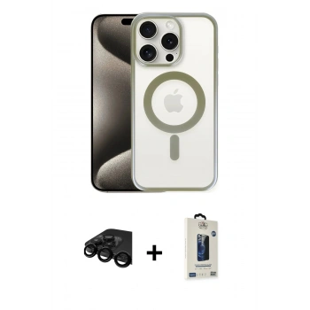 MARSİLYAN™- iPhone 15 Pro Max Kılıf Siluet Çizgi Serisi - Siyah Bilvis Hayalet Cam Ekran Koruyucu + Raze Metal Kamera Lens - SH