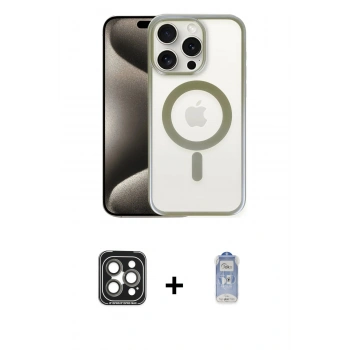MARSİLYAN™- iPhone 15 Pro Max Kılıf Siluet Çizgi Serisi - Siyah Joko Magic 5D Cam + PVD Metal Kamera Lens - GI