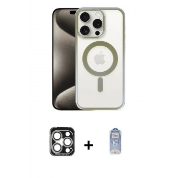 MARSİLYAN™- iPhone 15 Pro Max Kılıf Siluet Çizgi Serisi - Siyah Joko Magic 5D Cam + PVD Metal Kamera Lens - GS