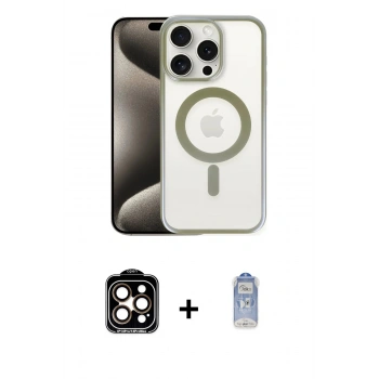 MARSİLYAN™- iPhone 15 Pro Max Kılıf Siluet Çizgi Serisi - Siyah Joko Magic 5D Cam + PVD Metal Kamera Lens - TU