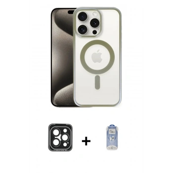 MARSİLYAN™- iPhone 15 Pro Max Kılıf Siluet Çizgi Serisi - Siyah Joko Magic 5D Cam + PVD Metal Kamera Lens - SH