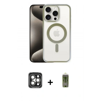 MARSİLYAN™- iPhone 15 Pro Max Kılıf Siluet Çizgi Serisi - Siyah Joko Magic 5D Hayalet Cam + PVD Metal Kamera Lens - GI