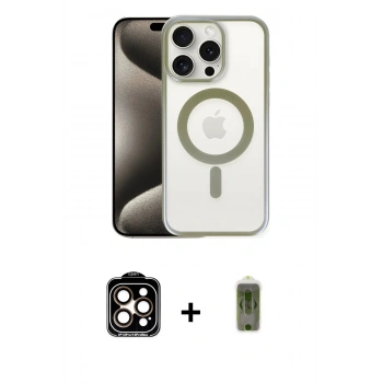 MARSİLYAN™- iPhone 15 Pro Max Kılıf Siluet Çizgi Serisi - Siyah Joko Magic 5D Hayalet Cam + PVD Metal Kamera Lens - TU