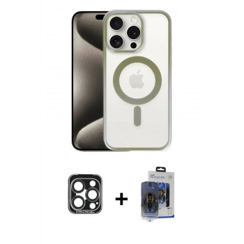 MARSİLYAN™- iPhone 15 Pro Max Kılıf Siluet Çizgi Serisi - Siyah Vanessa Magic Cam + PVD Metal Kamera Lens - LT