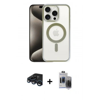 MARSİLYAN™- iPhone 15 Pro Max Kılıf Siluet Çizgi Serisi - Siyah Vanessa Magic Hayalet Cam + Raze Metal Kamera Lens - LT