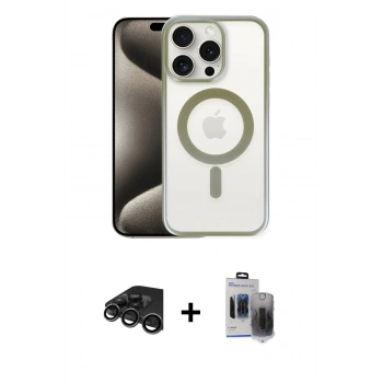 MARSİLYAN™- iPhone 15 Pro Max Kılıf Siluet Çizgi Serisi - Siyah Vanessa Magic Hayalet Cam + Raze Metal Kamera Lens - TMGI
