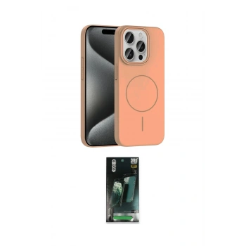 MARSİLYAN™- iPhone 15 Pro Max Kılıf Siluet Doku Özel Seri - Siyah 360 Mat Full Body Arka Koruyucu