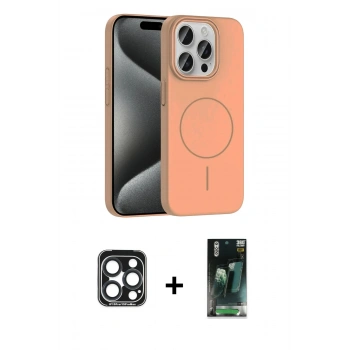MARSİLYAN™- iPhone 15 Pro Max Kılıf Siluet Doku Özel Seri - Siyah 360 Mat Full Body Arka Koruyucu + PVD Metal Kamera Lens - LT