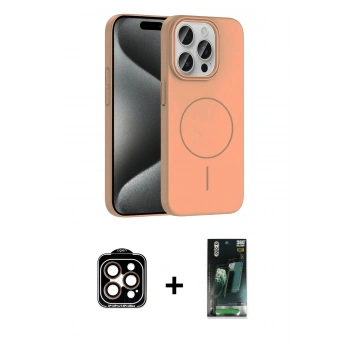 MARSİLYAN™- iPhone 15 Pro Max Kılıf Siluet Doku Özel Seri - Siyah 360 Mat Full Body Arka Koruyucu + PVD Metal Kamera Lens - TU