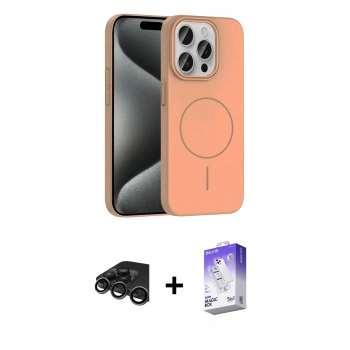 MARSİLYAN™- iPhone 15 Pro Max Kılıf Siluet Doku Özel Seri - Siyah Bilvis 5in1 3D Magic Cam Ekran Koruyucu + Raze Metal Kamera Lens - TMGI