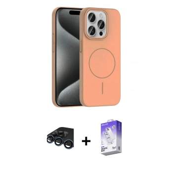 MARSİLYAN™- iPhone 15 Pro Max Kılıf Siluet Doku Özel Seri - Siyah Bilvis 5in1 3D Magic Cam Ekran Koruyucu + Raze Metal Kamera Lens - LT