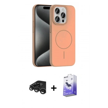 MARSİLYAN™- iPhone 15 Pro Max Kılıf Siluet Doku Özel Seri - Siyah Bilvis 5in1 5D Magic Hayalet Cam Ekran Koruyucu + Raze Metal Kamera Lens - TMGI