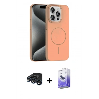 MARSİLYAN™- iPhone 15 Pro Max Kılıf Siluet Doku Özel Seri - Siyah Bilvis 5in1 5D Magic Hayalet Cam Ekran Koruyucu + Raze Metal Kamera Lens - LT
