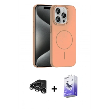 MARSİLYAN™- iPhone 15 Pro Max Kılıf Siluet Doku Özel Seri - Siyah Bilvis 5in1 5D Magic Hayalet Cam Ekran Koruyucu + Raze Metal Kamera Lens - GS