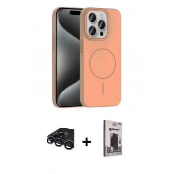 MARSİLYAN™- iPhone 15 Pro Max Kılıf Siluet Doku Özel Seri - Siyah Bilvis Hayalet Cam Ekran Koruyucu + Raze Metal Kamera Lens - LT