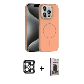 MARSİLYAN™- iPhone 15 Pro Max Kılıf Siluet Doku Özel Seri - Siyah Bilvis Hayalet Cam Ekran Koruyucu + PVD Metal Kamera Lens - LT