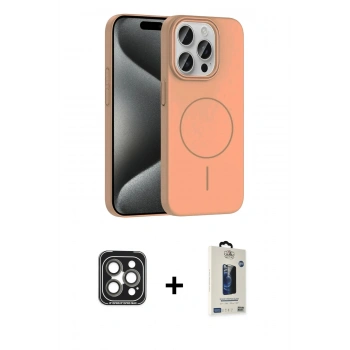 MARSİLYAN™- iPhone 15 Pro Max Kılıf Siluet Doku Özel Seri - Siyah Bilvis Hayalet Cam Ekran Koruyucu + PVD Metal Kamera Lens - GI