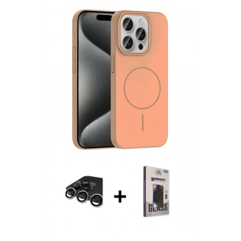 MARSİLYAN™- iPhone 15 Pro Max Kılıf Siluet Doku Özel Seri - Siyah Bilvis Hayalet Cam Ekran Koruyucu + Raze Metal Kamera Lens - GS