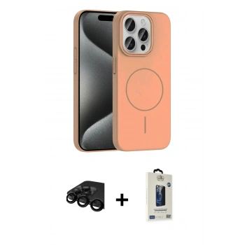 MARSİLYAN™- iPhone 15 Pro Max Kılıf Siluet Doku Özel Seri - Siyah Bilvis Hayalet Cam Ekran Koruyucu + Raze Metal Kamera Lens - SH