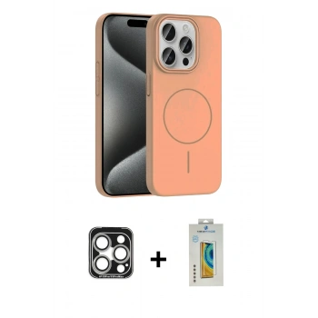 MARSİLYAN™- iPhone 15 Pro Max Kılıf Siluet Doku Özel Seri - Siyah Polymer Nano Ekran Koruyucu + PVD Metal Kamera Lens - GS