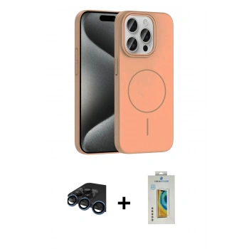 MARSİLYAN™- iPhone 15 Pro Max Kılıf Siluet Doku Özel Seri - Siyah Polymer Nano Ekran Koruyucu + Raze Metal Kamera Lens - LT