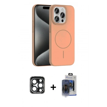 MARSİLYAN™- iPhone 15 Pro Max Kılıf Siluet Doku Özel Seri - Siyah Vanessa Magic Cam + PVD Metal Kamera Lens - LT