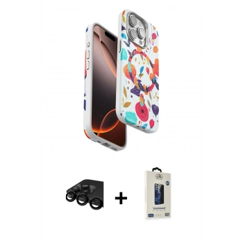 MARSİLYAN™- iPhone 15 Pro Max Kılıf Siluet Doku - Siyah Bilvis Hayalet Cam Ekran Koruyucu + Raze Metal Kamera Lens - SH