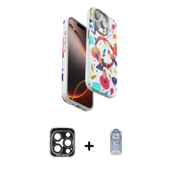 MARSİLYAN™- iPhone 15 Pro Max Kılıf Siluet Doku - Siyah Joko Magic 5D Cam + PVD Metal Kamera Lens - LT