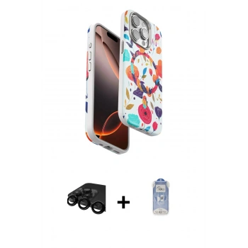 MARSİLYAN™- iPhone 15 Pro Max Kılıf Siluet Doku - Siyah Joko Magic 5D Cam + Raze Metal Kamera Lens - SH