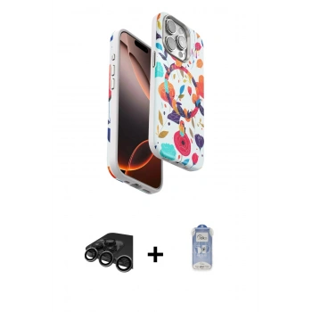 MARSİLYAN™- iPhone 15 Pro Max Kılıf Siluet Doku - Siyah Joko Magic 5D Cam + Raze Metal Kamera Lens - TMGI