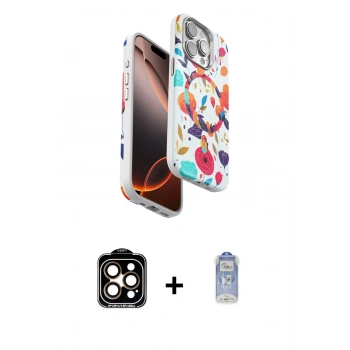 MARSİLYAN™- iPhone 15 Pro Max Kılıf Siluet Doku - Siyah Joko Magic 5D Cam + PVD Metal Kamera Lens - TU