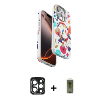MARSİLYAN™- iPhone 15 Pro Max Kılıf Siluet Doku - Siyah Joko Magic 5D Hayalet Cam + PVD Metal Kamera Lens - LT