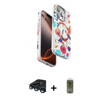 MARSİLYAN™- iPhone 15 Pro Max Kılıf Siluet Doku - Siyah Joko Magic 5D Hayalet Cam + Raze Metal Kamera Lens - LT