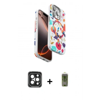MARSİLYAN™- iPhone 15 Pro Max Kılıf Siluet Doku - Siyah Joko Magic 5D Hayalet Cam + PVD Metal Kamera Lens - SH