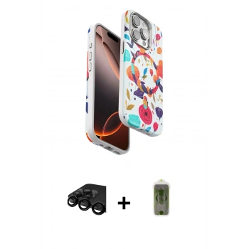 MARSİLYAN™- iPhone 15 Pro Max Kılıf Siluet Doku - Siyah Joko Magic 5D Hayalet Cam + Raze Metal Kamera Lens - SH