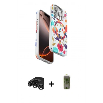 MARSİLYAN™- iPhone 15 Pro Max Kılıf Siluet Doku - Siyah Joko Magic 5D Hayalet Cam + Raze Metal Kamera Lens - TMGI