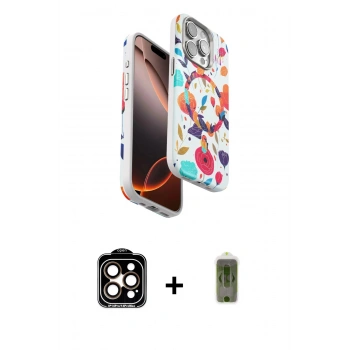MARSİLYAN™- iPhone 15 Pro Max Kılıf Siluet Doku - Siyah Joko Magic 5D Hayalet Cam + PVD Metal Kamera Lens - TU