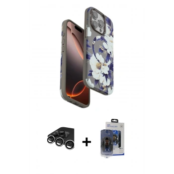 MARSİLYAN™- iPhone 15 Pro Max Kılıf Siluet Doku - Siyah Vanessa Magic Cam + Raze Metal Kamera Lens - GS