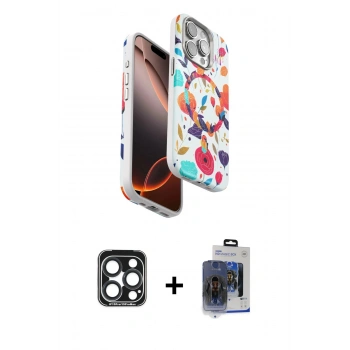 MARSİLYAN™- iPhone 15 Pro Max Kılıf Siluet Doku - Siyah Vanessa Magic Cam + PVD Metal Kamera Lens - LT