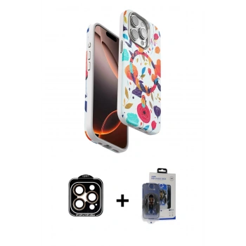 MARSİLYAN™- iPhone 15 Pro Max Kılıf Siluet Doku - Siyah Vanessa Magic Cam + PVD Metal Kamera Lens - TU