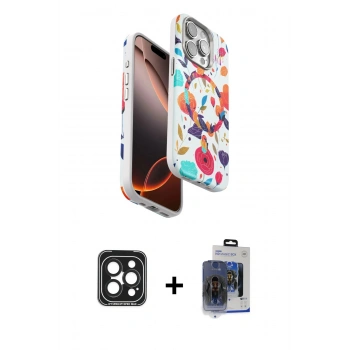 MARSİLYAN™- iPhone 15 Pro Max Kılıf Siluet Doku - Siyah Vanessa Magic Cam + PVD Metal Kamera Lens - SH