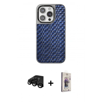 MARSİLYAN™- iPhone 15 Pro Max Kılıf Siluet Form Serisi - Siyah Bilvis 3D Cam Ekran Koruyucu + Raze Metal Kamera Lens - SH