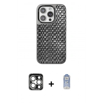MARSİLYAN™- iPhone 15 Pro Max Kılıf Siluet Form Serisi - Siyah Joko Magic 5D Cam + PVD Metal Kamera Lens - GS
