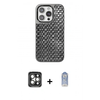 MARSİLYAN™- iPhone 15 Pro Max Kılıf Siluet Form Serisi - Siyah Joko Magic 5D Cam + PVD Metal Kamera Lens - GI