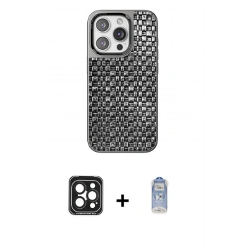 MARSİLYAN™- iPhone 15 Pro Max Kılıf Siluet Form Serisi - Siyah Joko Magic 5D Cam + PVD Metal Kamera Lens - SH